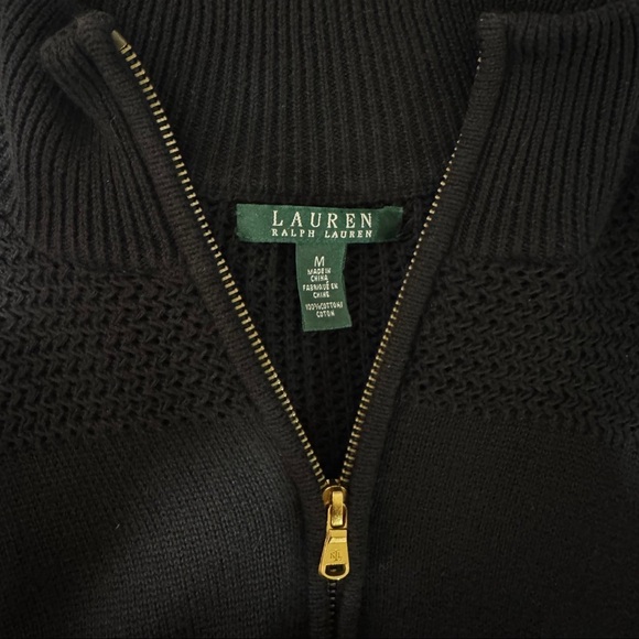 Ralph Lauren Rack Stitch Mockneck Sweater Dress Black Cotton Size Medium - Picture 10 of 12